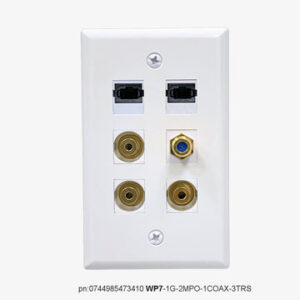 FIBER WALLPLATE® WP2-PRO-1G-1HDMI-1MPO-1COAX-3TRS | 1-Gang Wall Plate with 1 MPO + 1 HDMI + 1 Coaxial + 3 TRS 3.5mm jack for PRO cables
